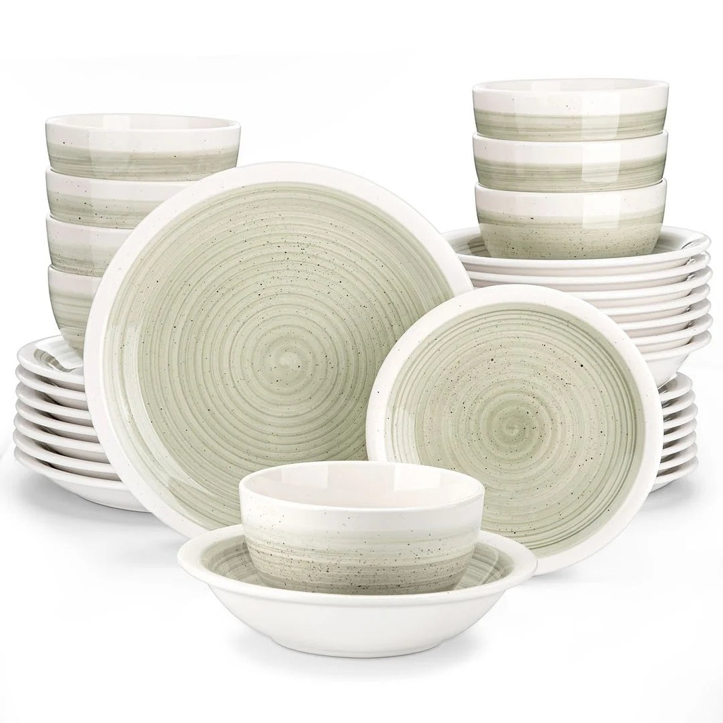 Vancasso, Series ORI, 32-Piece Dinnerware Set, Stoneware Tableware Plate Set, Service for 8, Beige