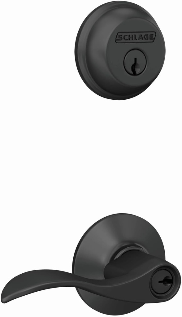 Schlage FB50N G Acc 622 Single Cylinder Deadbolt and Keyed Entry Accent Lever, Matte Black