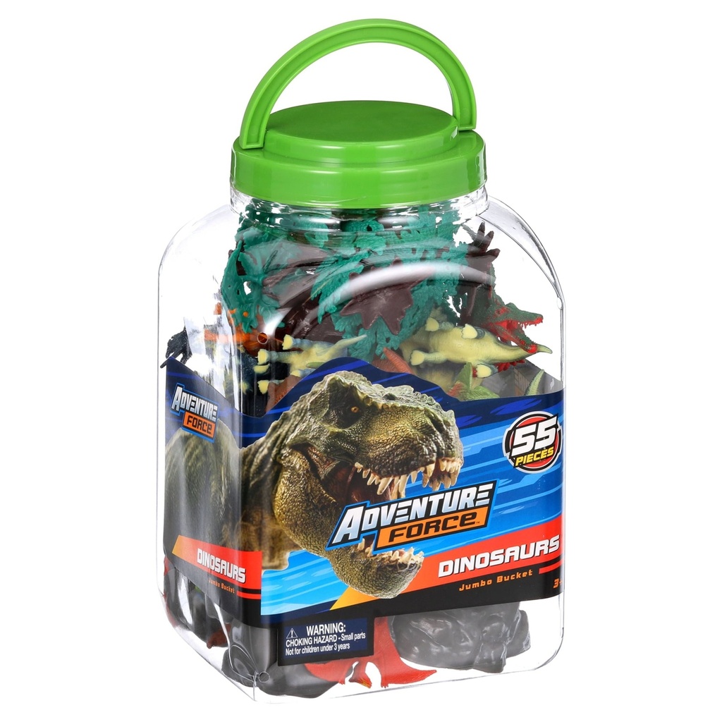 Adventure Force 55-Piece Jumbo Bucket Play Set, Dinosaurs