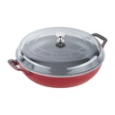 Staub Cast Iron Braiser with Glass Lid, Dutch Oven, 3.5-Quart, Serves 3-4, Made in France, Cherry