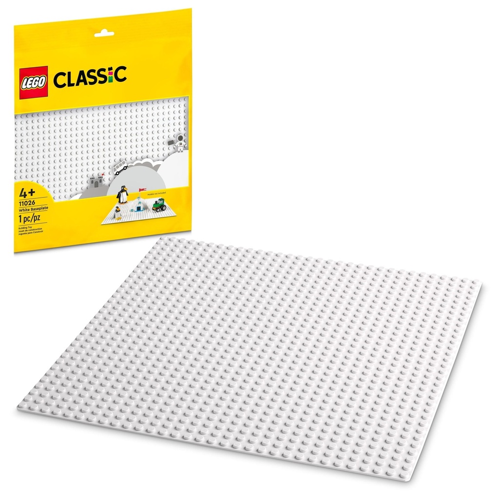 LEGO Classic White Baseplate, Square 32X32 Stud Foundation to Build, Play, and Display Toy Brick Creations, Great for Snowy and Winter Landscapes, 11026