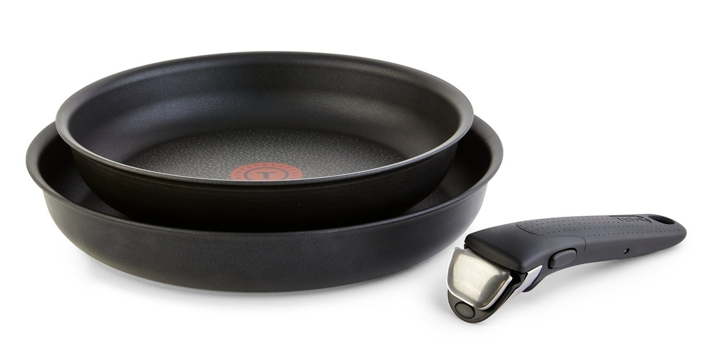 T-Fal Ingenio Expertise 3 Piece Nonstick Cookware Set, Induction Oven Safe 500F, Pots and Pans, RV, Detachable Handle, Black