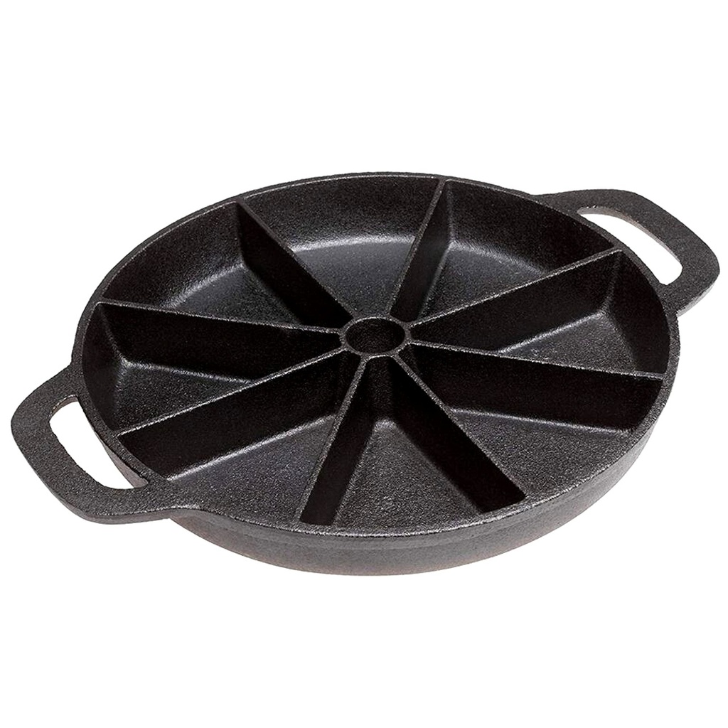 Bruntmor Premium Cast Iron 8-Edges Biscuit & Muffin Pan with Handle - Non-Stick round Skillet for Scones, Cornbread, Cupcakes, and Brownies - Perfect for Christmas Eve - Black