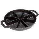 Bruntmor Premium Cast Iron 8-Edges Biscuit & Muffin Pan with Handle - Non-Stick round Skillet for Scones, Cornbread, Cupcakes, and Brownies - Perfect for Christmas Eve - Black