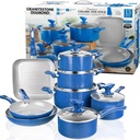 Granitestone Nonstick Pots and Pans 13 Piece Set Kitchen Cookware Set Ceramic Cooking Frying Skillet Sauce Pans Lids Blue
