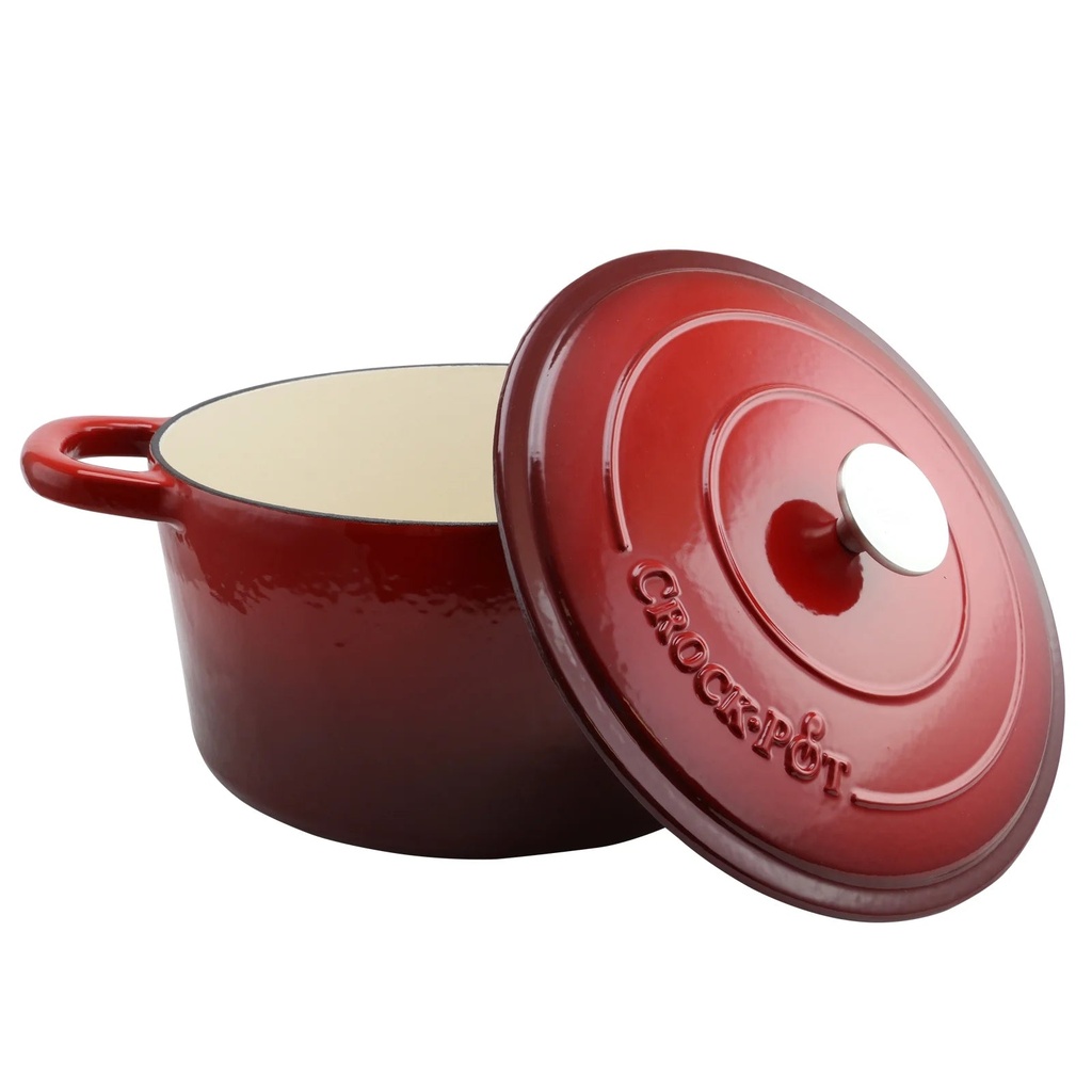 Crock Pot Artisan 7 Quart round Cast Iron Dutch Oven in Scarlet Red