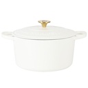 Crockpot Artisan 7 Quart round Enameled Cast Iron Dutch Oven with Lid in Linen