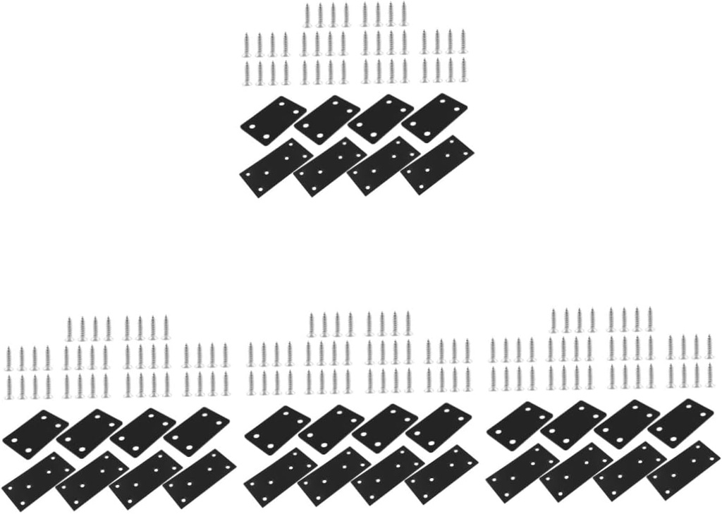 4 Sets Connecting Piece Metal Mounting Plate Flat Bracket Brackets for Wood Metal Plate with Holes Metal Brackets for Shelves Mending Plates Flat Plate Flat Straight Brace