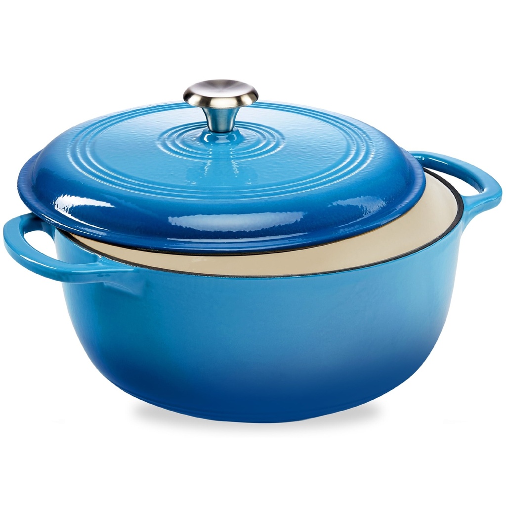 Best Choice Products 7.5 Quart Enamel Cast-Iron Dutch Oven, Heavy-Duty Cookware W/ Dual Handles, Lid - Blue