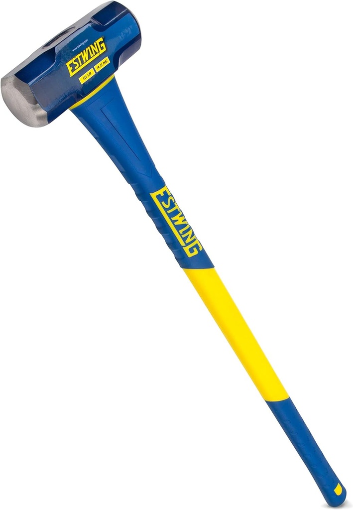 Estwing 10-Pound Hard Face Sledge Hammer for Demolition/Stake Driving, 50-55 HRC, 36-Inch Fiberglass Handle, Overstrike Protection, Textured Grip