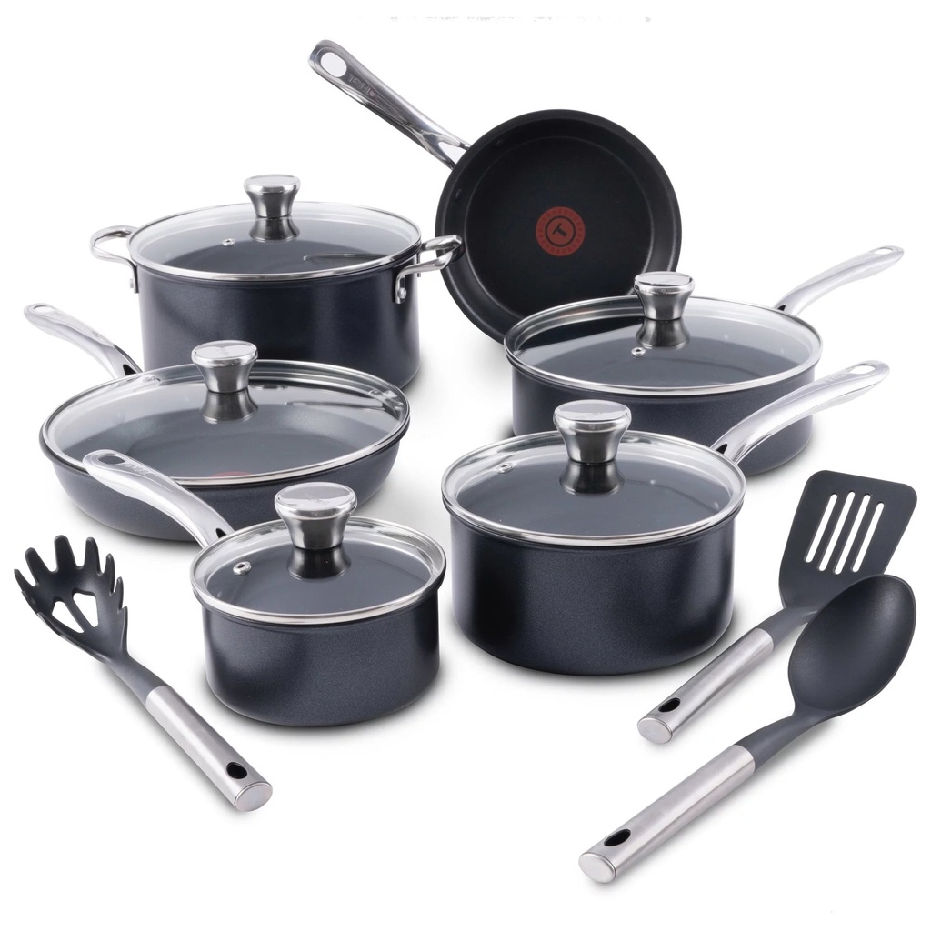 T-Fal Expert Pro Platinum Non-Stick Cookware Set, 14-Piece, Black