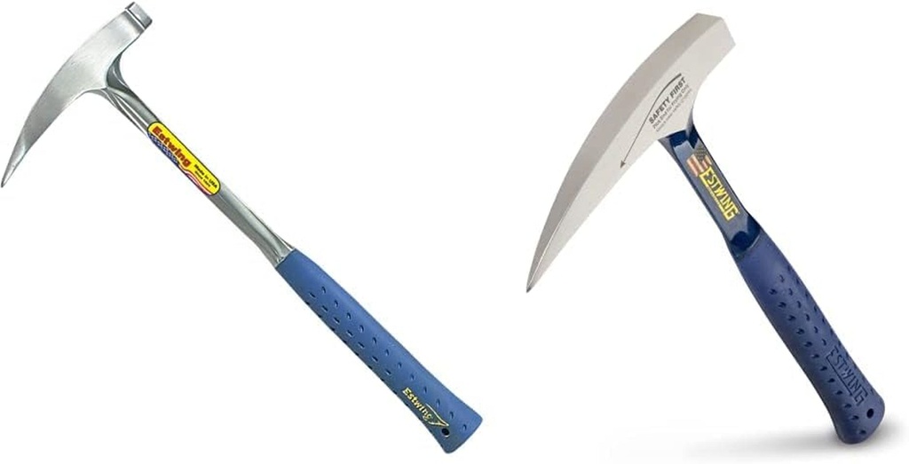 Estwing Rock Pick - 22 Oz Geological Hammer with Pointed Tip & Shock Reduction Grip - E3-23LP, Blue & Rock Pick - 22 Oz Geological Hammer with Pointed Tip & Shock Reduction Grip - E3-22P, Blue