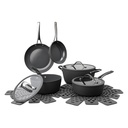 Thyme & Table 12-Piece Cookware Ceramic Non-Stick Set Ribbed Collection, Grey