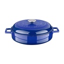LAVA 3.7 Quart Enameled Cast Iron Braiser: Multipurpose Stylish round Dutch Oven Pot with Glossy Sand-Colored Three Layers of Enamel Coated Interior and Trendy Lid (Blue)