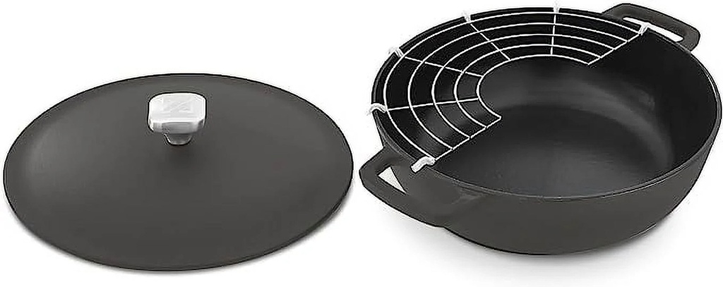 Zakarian by Dash 4.5Qt Nonstick Cast Iron Braiser for Braising, Frying and More - Black