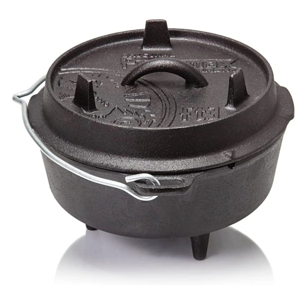 Heslehs Cast Iron Dutch Oven for Cooking or Baking Outdoors over a Campfire or in the Home Kitchen, Pre-Seasoned Cookware Conducts Heat Evenly, 3 Legs, 1.7 Quart