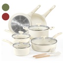 CAROTE 12Pcs Pots and Pans Set Non Stick, Kitchen Cookware Set, Induction Kitchen Cookware Sets, Easy to Clean, White and Gold