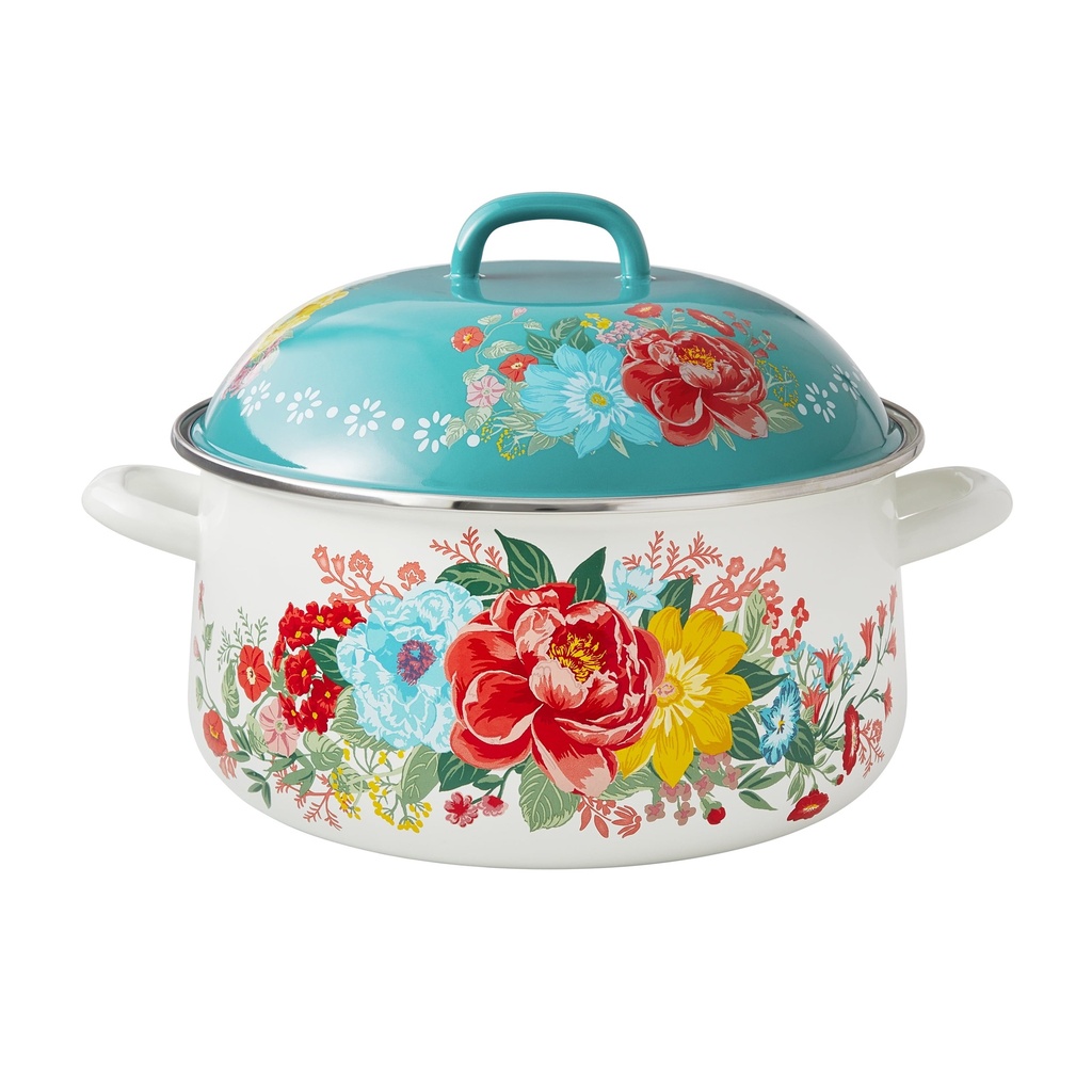 The Pioneer Woman Fancy Flourish Enamel on Steel 6.4-Quart Dutch Oven