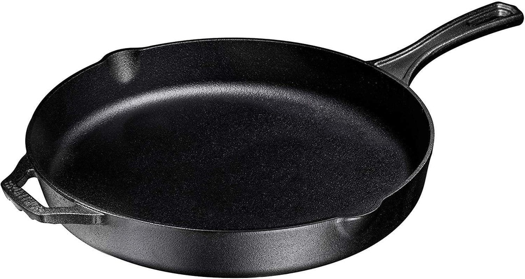 Bruntmor 12'' Black Cast Iron Frying Pan, Pre-Seasoned Skillet, Grill Pan Set