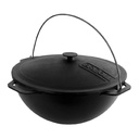 Brizoll Dutch Oven Pot with Lid Cast Iron Asian Cauldron (Kazan) with Cast Iron Lid 12.7 Qt. (12 L) Camping Wok Kazan Cooking Pot Kitchen Pot Cookware