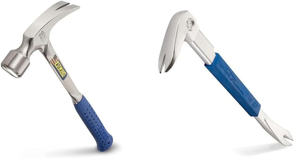 Estwing 28Oz Framing Hammer, 9In Pro Claw Nail Puller & Pry Bar Bundle