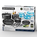 Granitestone Nonstick Pots and Pans 26 Piece Kitchen Cookware Knife and Storage Set with Lids Cooking Sauce Pan Skillet