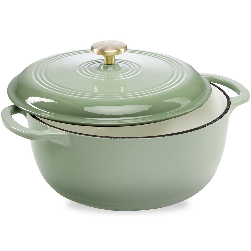 Best Choice Products 6 Quart Enamel Cast-Iron Dutch Oven, Heavy-Duty Cookware W/ Dual Handles, Lid - Sage Green