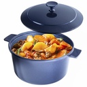 Granitestone Dutch Oven 6.5 Qt Cooking Pot with Lid Nonstick Ceramic Hot Pot Cast Aluminum Induction Stock Pot, Blue