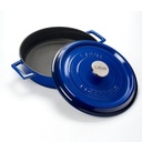 LAVA 6 Quart Enameled Cast Iron Braiser: Multipurpose Stylish round Dutch Oven Pot with Enameled Black Interior and Trendy Lid (Blue)