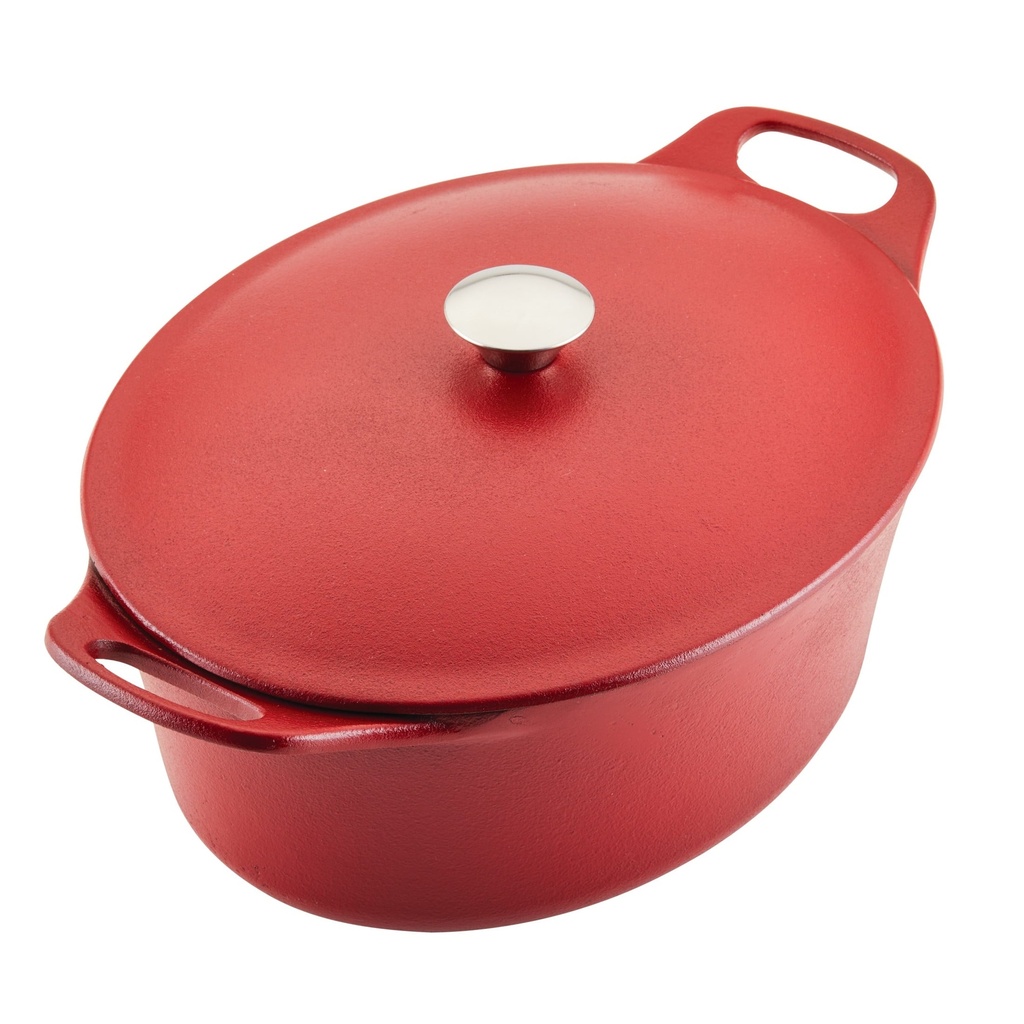 Rachael Ray NITRO Cast Iron Dutch Oven, 6.5-Quart, Red