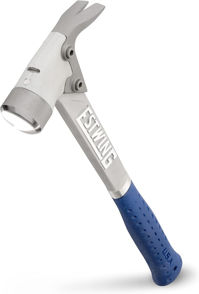 ESTWING AL-PRO Aluminum Framing Hammer - 14 Oz Straight Rip Claw with Smooth Face & Shock Reduction Grip - ALBL , Blue