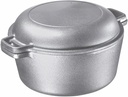 Bruntmor | 2 in 1 Enameled Cast Iron Double Dutch Oven Skillet Lid 5-Quart