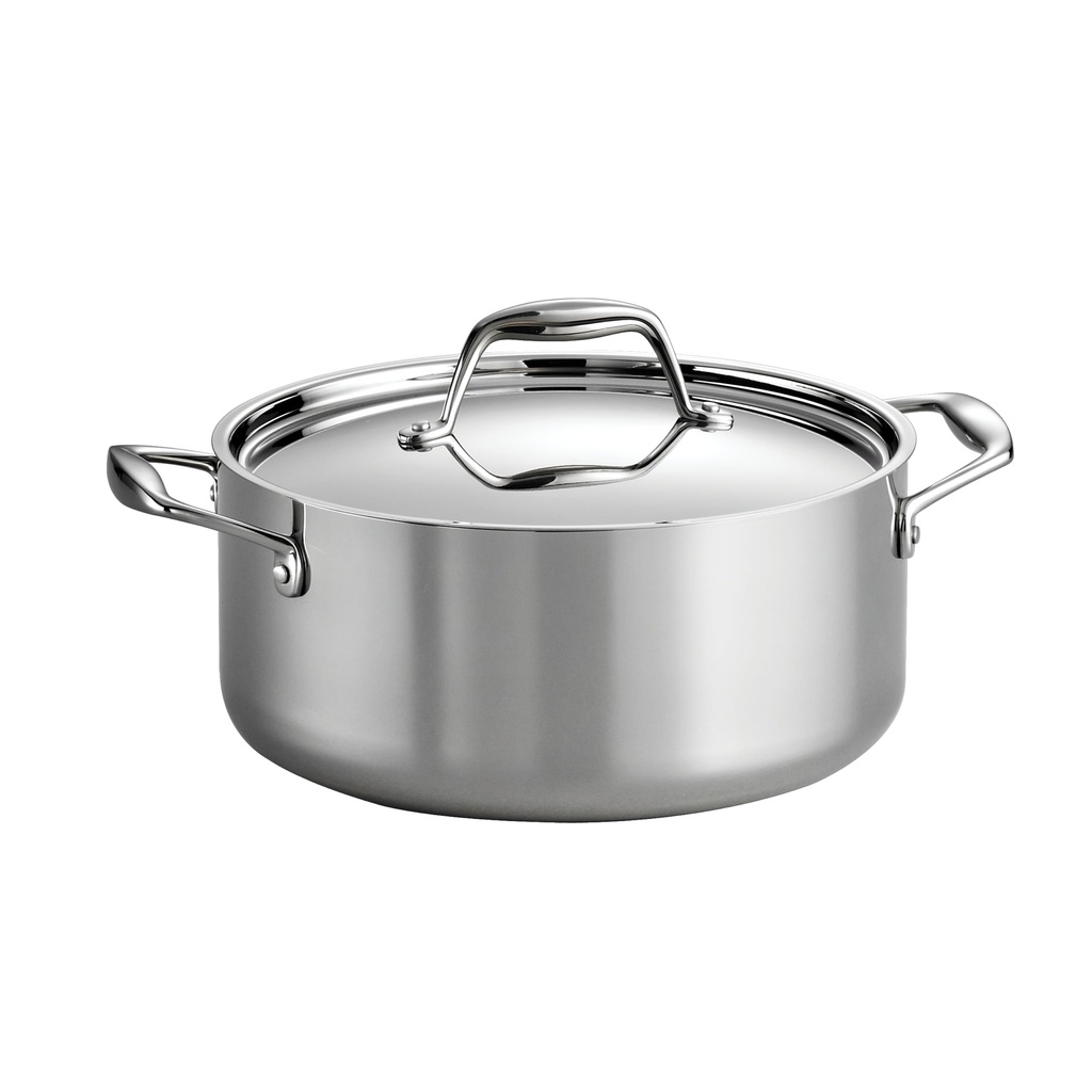 Tramontina 5 QT Covered Dutch Oven Tri-Ply Clad Stainless Steel Induction Sea - Gourmet 80116/025DS