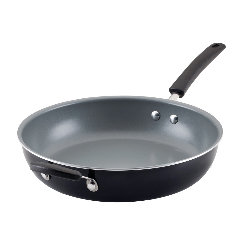 Farberware Easy Clean Pro 12.5 Inch Ceramic Nonstick Frying Pan with Helper Handle, Black