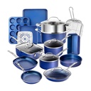 Granitestone Nonstick Pots and Pans 20 Piece Kitchen Cookware Bakeware Set Cooking Frying Skillet Sauce Pan Blue