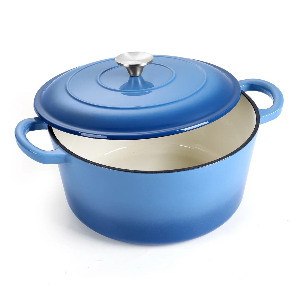 Coliware 6 Quart Enameled Cast Iron Dutch Oven with Lid, round Dutch Oven Pot with Dual Handles for Bread Baking Stewing Roasting Blue