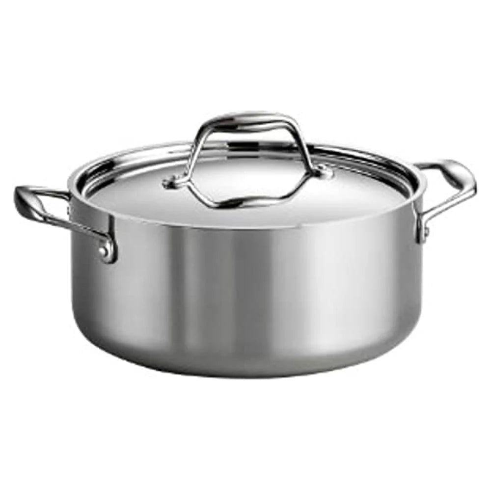 Tramontina 80116/025DS Gourmet Stainless Steel Induction-Ready Tri-Ply Clad Covered Dutch Oven, 5-Quart, Nsf-Certified, Made in Brazil