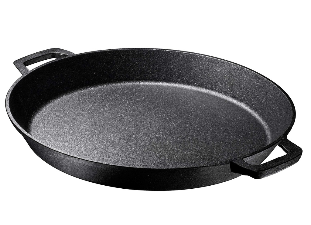 Bruntmor Pre Seasoned Cast Iron 16" Skillet - Dual Handle - Black Pan for Grill, Deep Frying - Oven Friendly, Stovetop