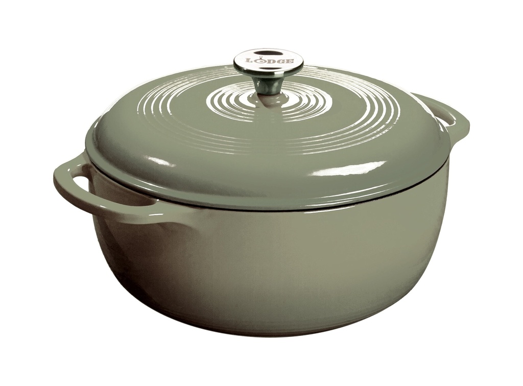 Lodge Cast Iron 6 Quart Enameled Cast Iron Dutch Oven, Sage