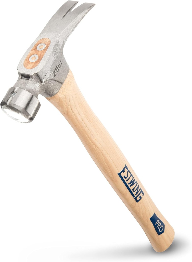 ESTWING Pro California Hammer - 23 Oz Rip Claw Hammer with Smooth Face & Hickory Wood Handle - MRW23LS