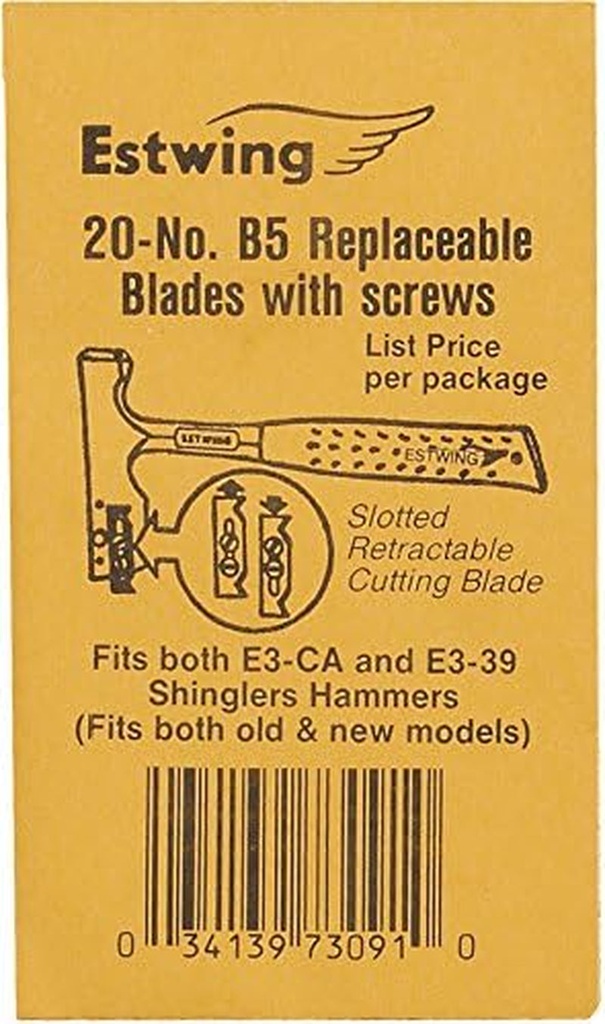 Estwing - B20 B-20 Shingler'S Hammer Replacement Blades -Bulk Pack (20)- Fits E3-CA & E3-39