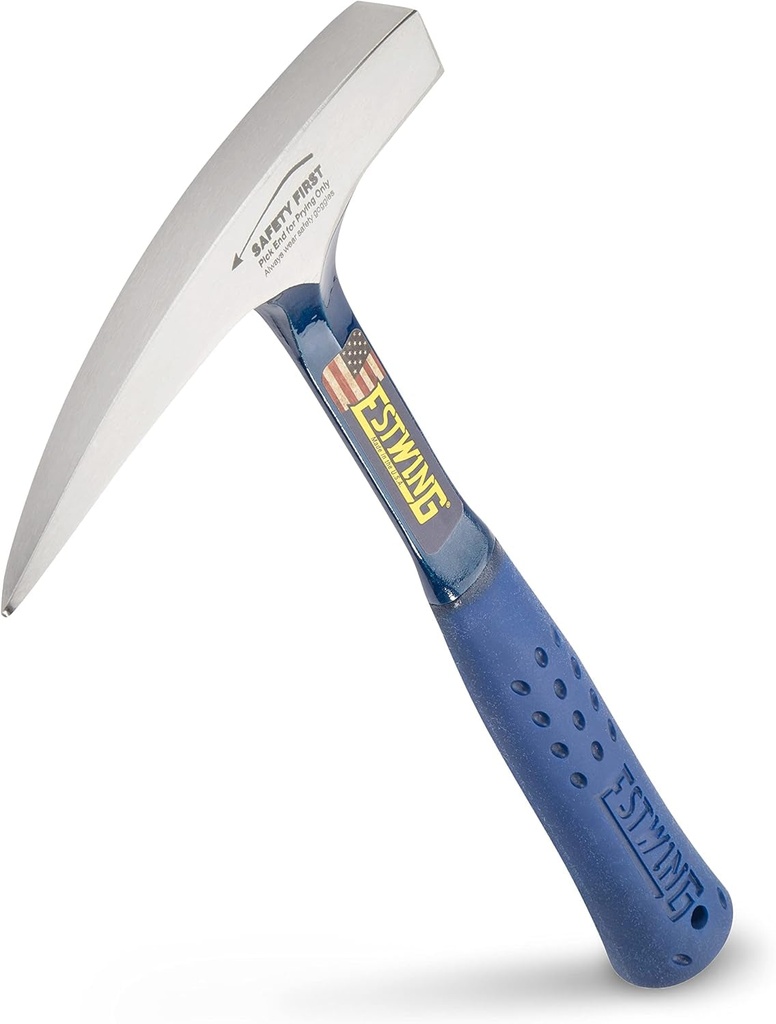 ESTWING Rock Pick - 14 Oz Geology Hammer with Pointed Tip & Shock Reduction Grip - E3-14P