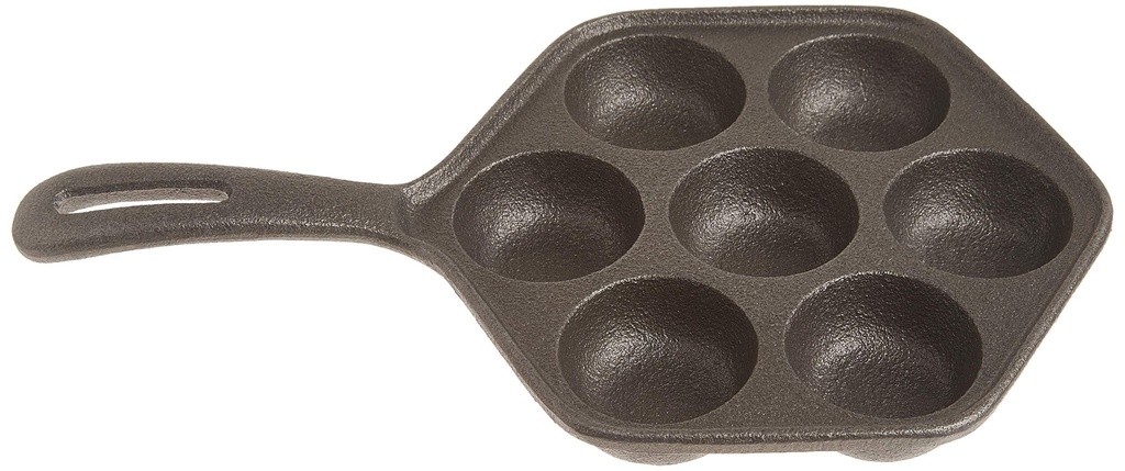 Norpro Cast Iron Stuffed Pancake Pan, Munk/Aebleskiver, 2" / 5Cm Diameter, Black