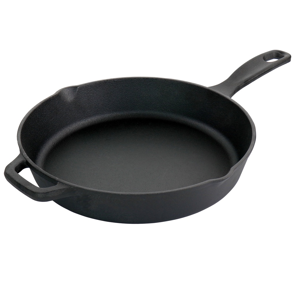 Oster Castaway 12 Inch Cast Iron round Frying Pan with Dual Spouts