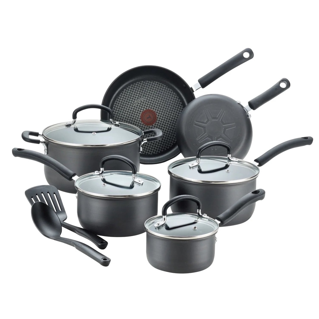 T-Fal Ultimate Hard Anodized Titanium Nonstick Cookware, 12 Piece Set, Grey
