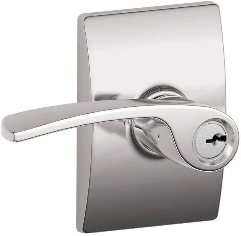 SCHLAGE F51A MER 625 CEN Merano Lever with Century Trim Keyed Entry Lock, Bright Chrome