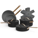 Beautiful 12Pc Ceramic Non-Stick Cookware Set, Black Sesame by Drew Barrymore