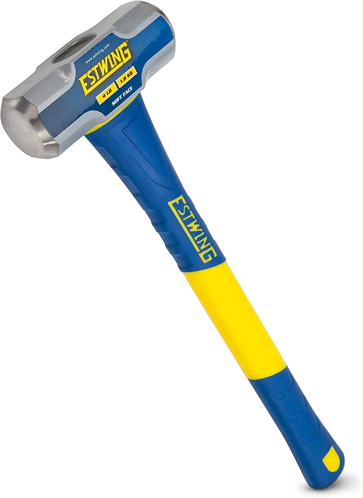 Estwing Soft Face Sledge Hammer for Automotive, Industrial, and Construction Use, 30-35 HRC, 16-Inch Long Fiberglass Handle with Ergonomic Two-Handed Grip (4-Pound Head X 16-Inch Handle)