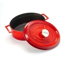 LAVA 7.5 Quarts Cast Iron Dutch Oven: Multipurpose Stylish Oval Shape Dutch Oven Pot with Three Layers of Enamel Coated with Trendy Lid (Red)