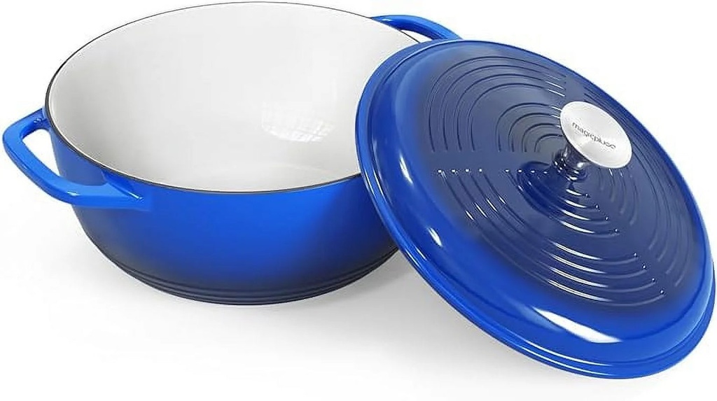 Magicplux Dutch Oven Pot with Lid, Enameled Cast Iron Dutch Oven 6 Quart, Cast Iron Pot for Cooking, Blue